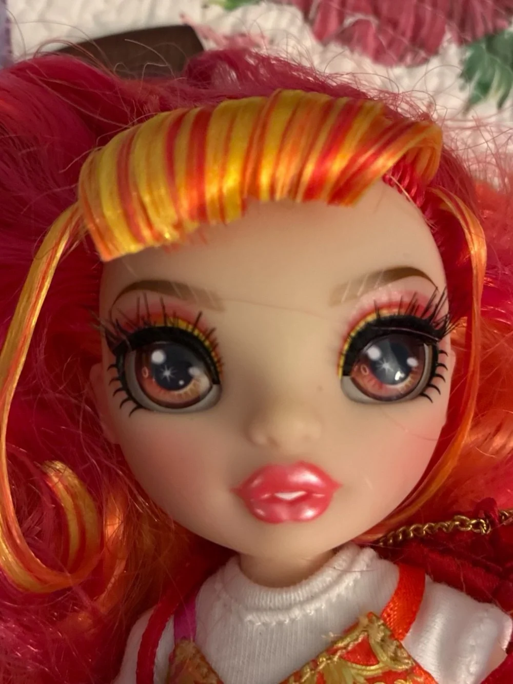 Stylish Orange & Red Fashion Doll with Fiery Hair and full outfit